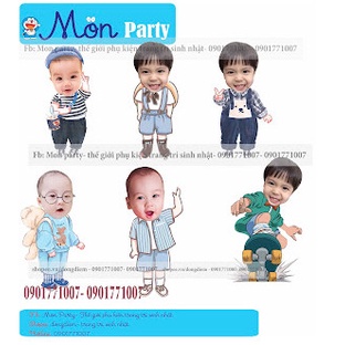 Hình chibi ngộ nghĩnh dành cho bé cao 60-70cm để sàn, hình chibi sinh nhật Mon Party