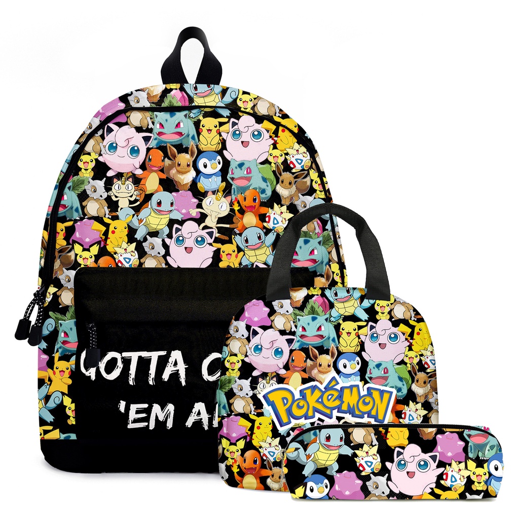 Túi Dây Rút Đựng Bút Chì / Đồ Ăn Trưa Hình Pikachu Pokemon Hoạt Hình Cho Học Sinh Tiểu Học Và Trung Học