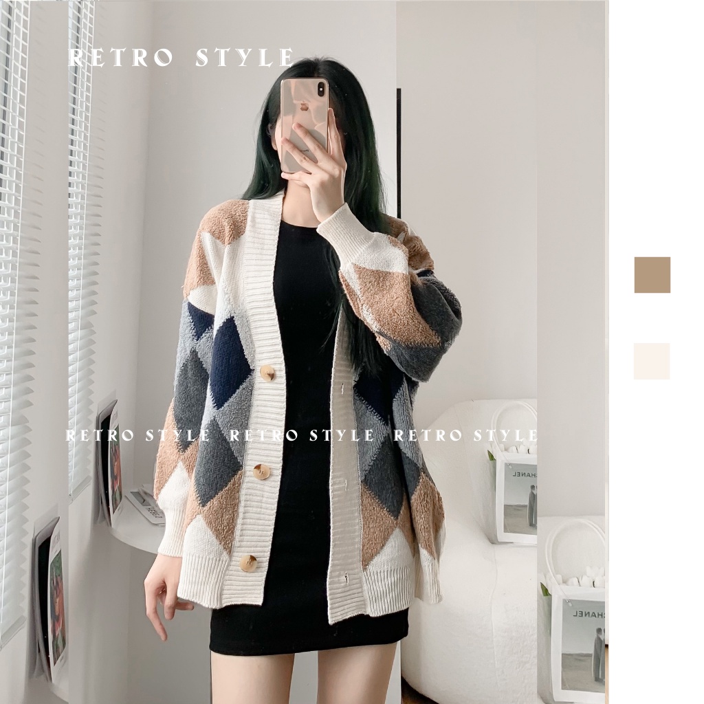 Áo khoác cardigan len trám lông nổi mã 101