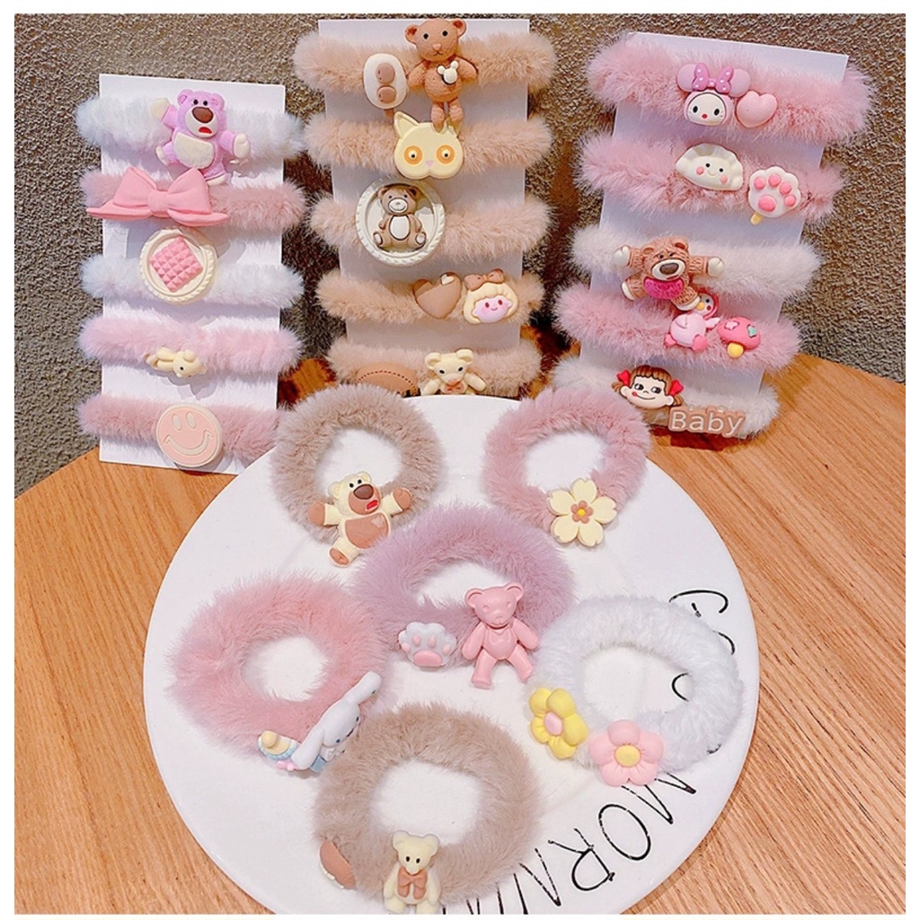 Set 5 Chun tóc LÔNG TUYẾT HÌNH THÚ dễ thương, nhiều mẫu cho bé (HC)