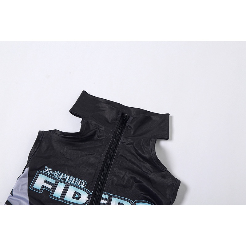 Rerosa Áo Liền Quần Ngắn Tay Ôm Dáng In Chữ Cắt Xẻ Cá Tính Cho Nữ | BigBuy360 - bigbuy360.vn