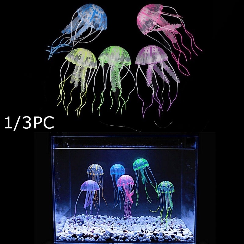Sứa Silicone Nhân Tạo Màu Huỳnh Quang Dùng Trang Trí Bể Cá