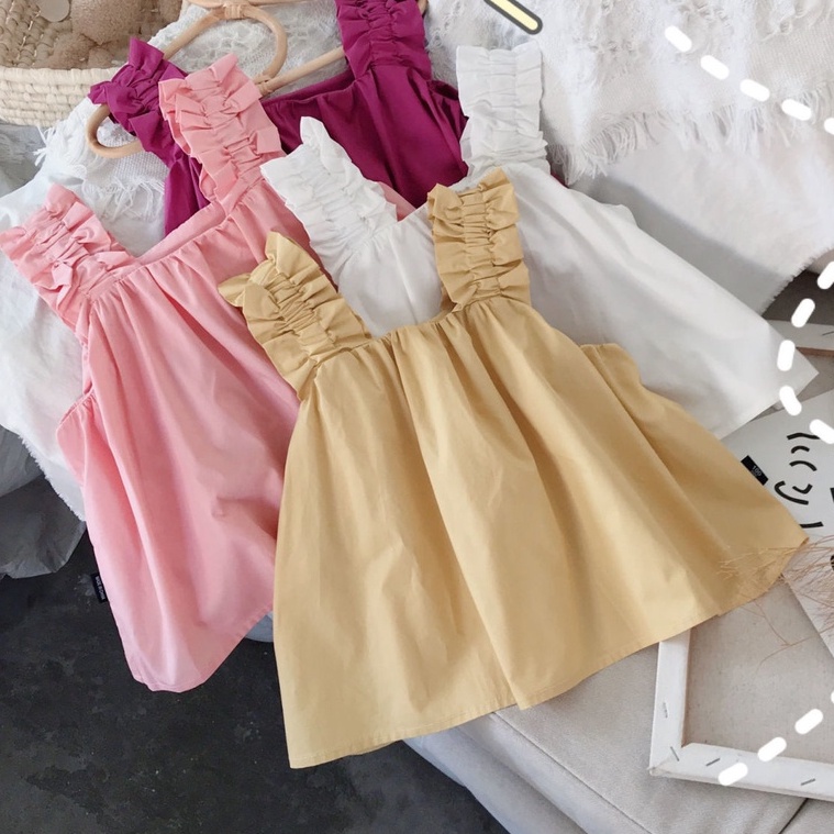Đầm Búp Bê Không Tay Dáng Rộng Thời Trang Mùa Hè Dành Cho Bé Gái 2022