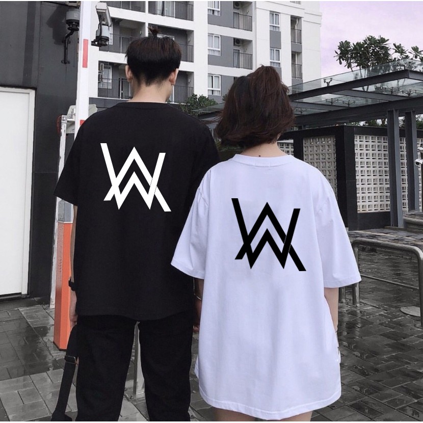 Áo thun unisex form rộng tay lỡ nam nữ AW Siêu Chất đơn giản 2 Màu trắng đen - áo  phông đôi, nhóm teen street style