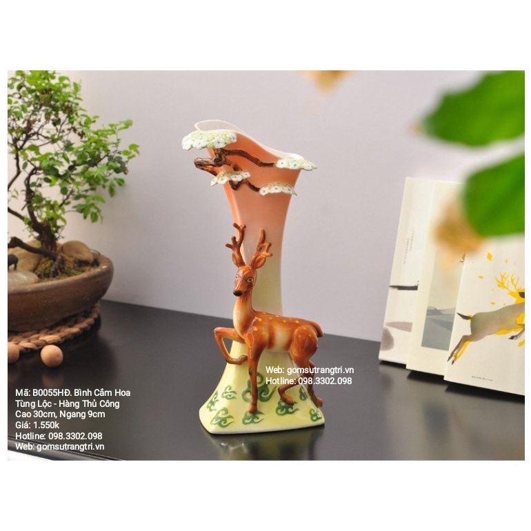 Bình Hoa Tùng Lộc - Hàng Thủ Công, có kích thước nhỏ gọn và kiểu dáng độc đáo có thể sử dụng cắm hoa, trang trí và làm m