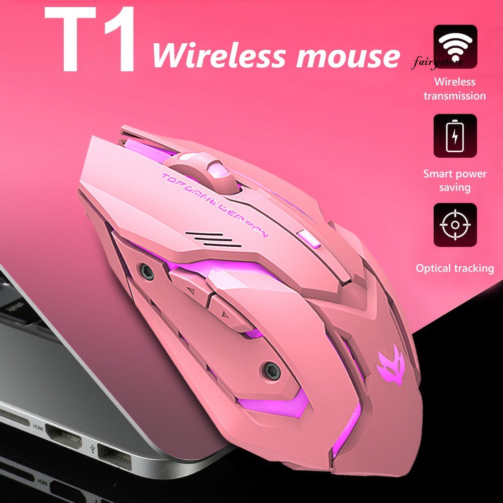 Chuột Gaming Fs + T1 Quang Học Không Dây, 2.4g, Có Thể Sạc Được