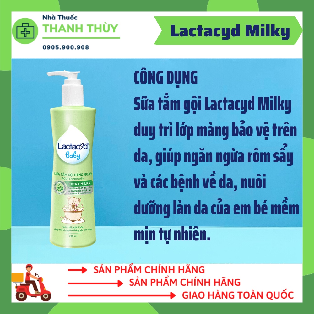 Sữa Tắm Gội Trẻ Em Lactacyd Milky Bảo Vệ, Nuôi Dưỡng Da và Tóc Bé Vượt Trội 500ml