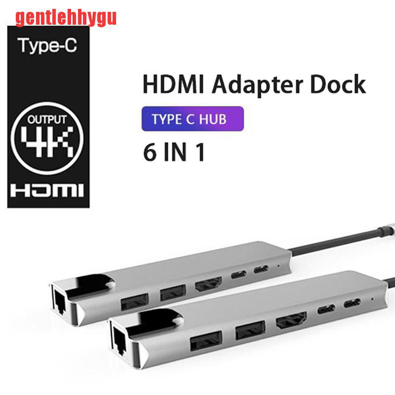 Bộ Chuyển Đổi 6 Trong 1 Usb Hub Type C Sang Usb 3.0 Hdmi 1000mbps Rj45