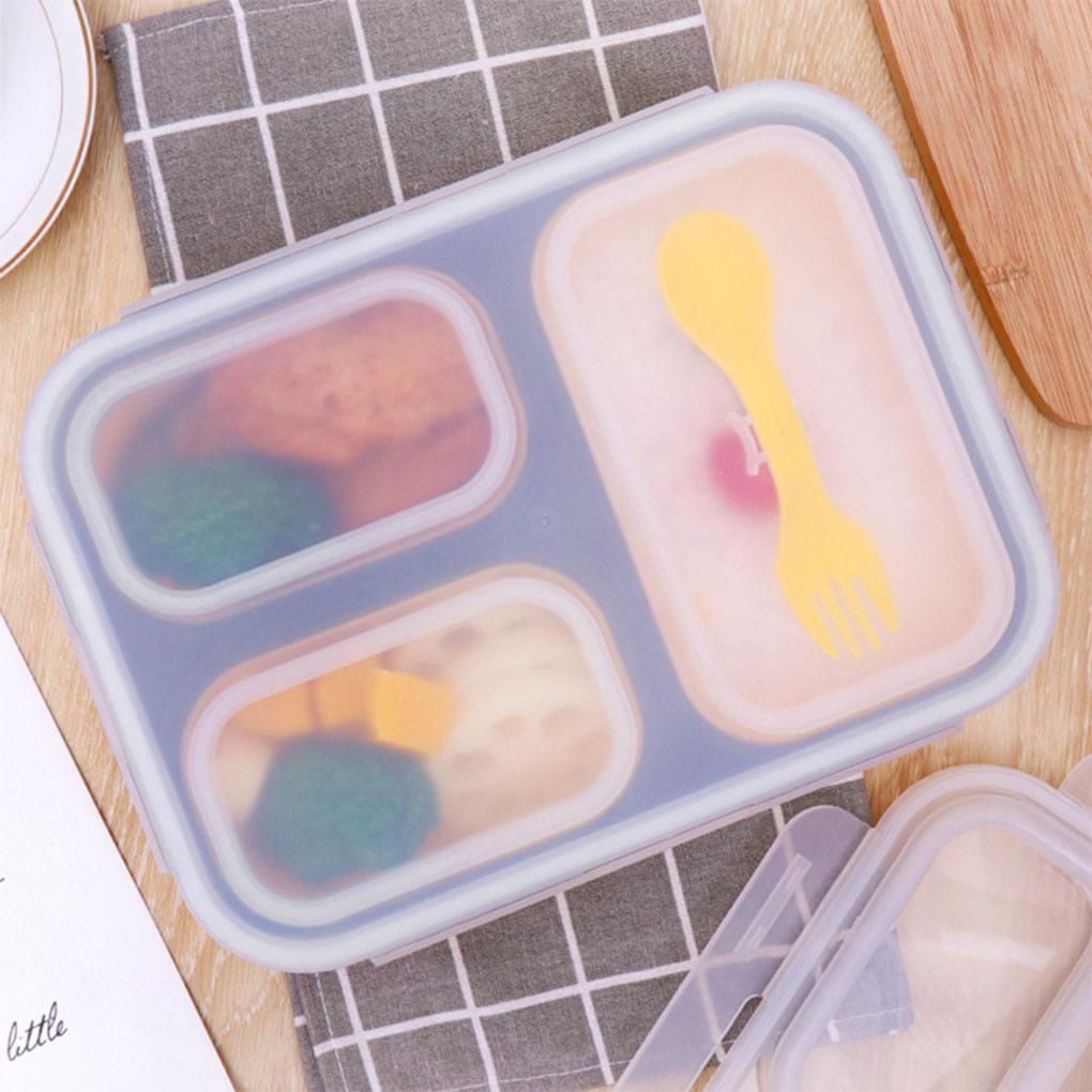 Hộp Đựng Cơm Trưa 3 Ngăn Bằng Silicone Có Thể Gấp Gọn Tiện Dụng