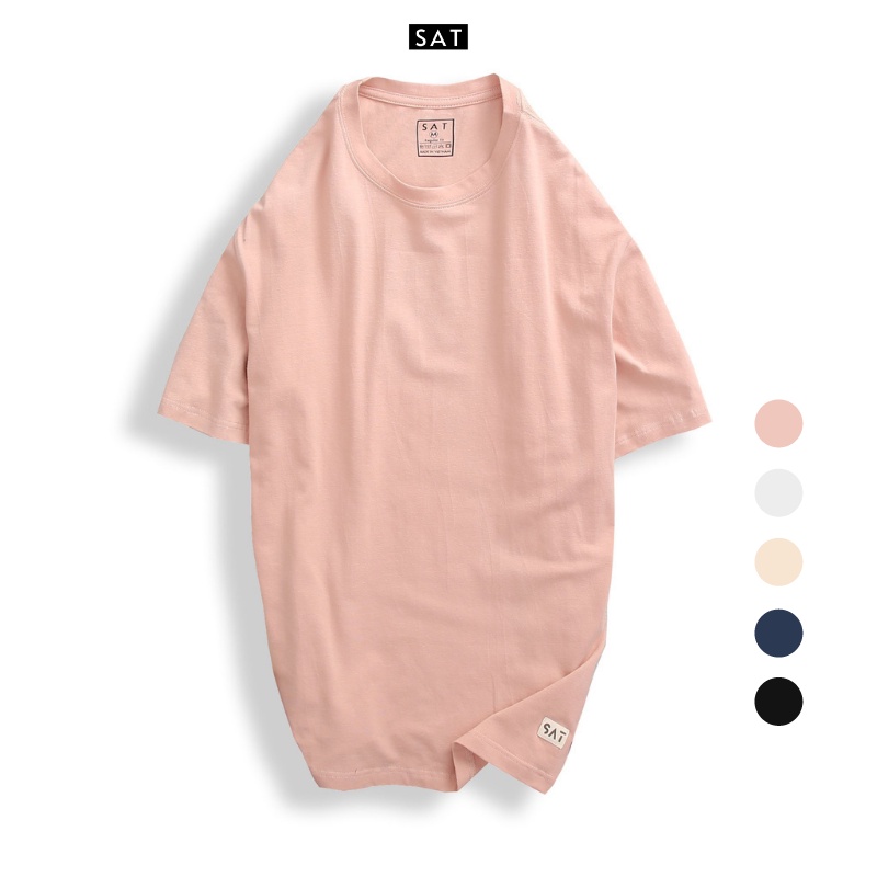 Áo thun trơn, T'shirt Basic cổ tròn SAT TS-04 unisex, vải cotton mềm mịn, dày dặn, trẻ trung chuẩn form