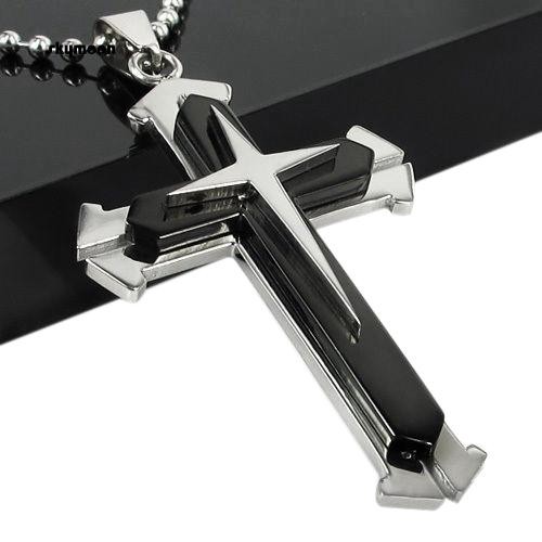 Dây chuyền inox mặt thánh giá đính thánh giá nam tính