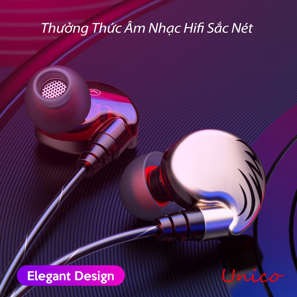 🔥Unico A+🔥Tai Nghe Gaming bass mạnh, Chơi Game nghe nhạc thể thao Chống Ồn Có Mic In Ear Cho PC và các dòng điện thoại
