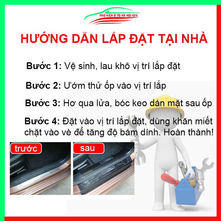 Ốp bậc cửa, nẹp bước chân Fadil 2019-2021 vân cacbon chống trầy bảo vệ trang trí xe