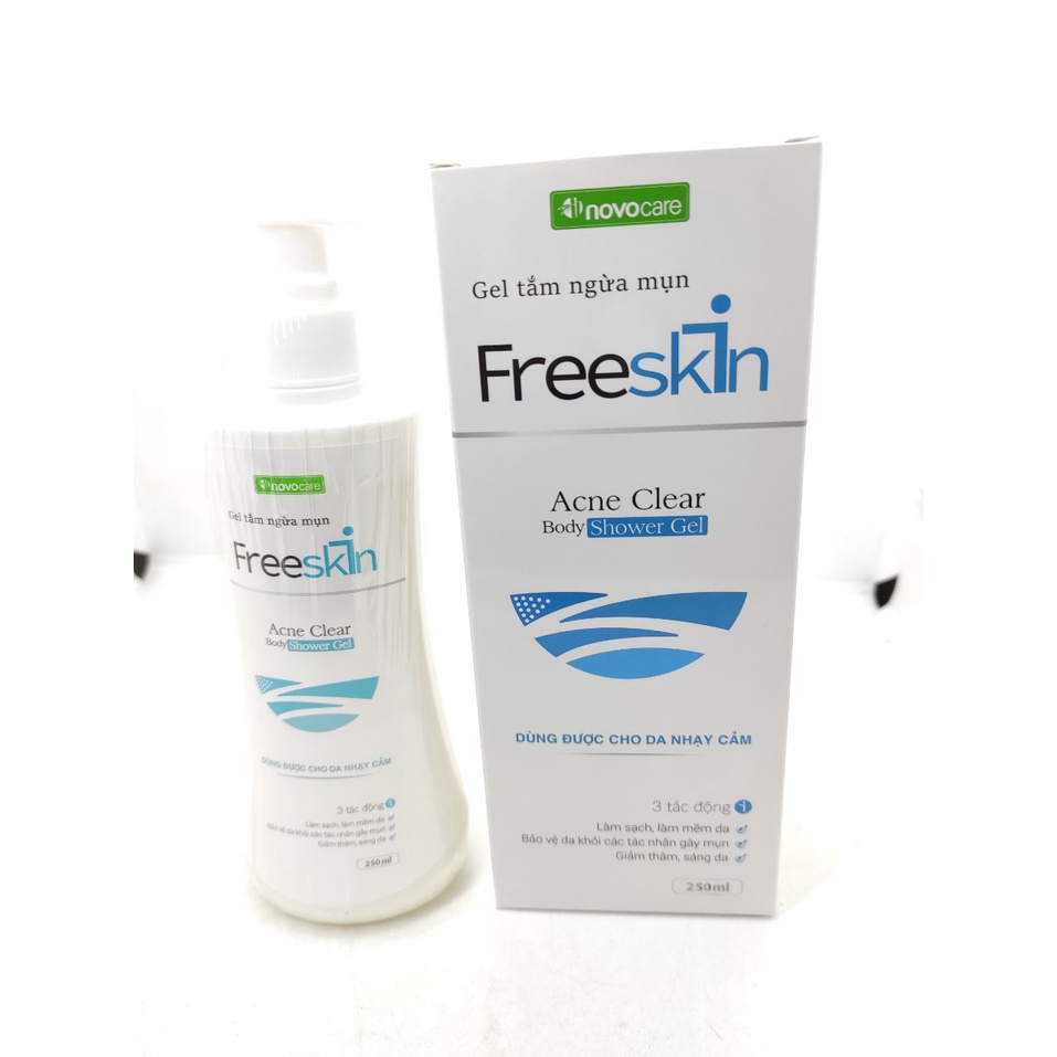 [Chính hãng] Gel tắm ngừa mụn Freeskin giúp làm sạch và mềm da, tránh mụn, giảm thâm, làm sáng da (Chai 250ml)