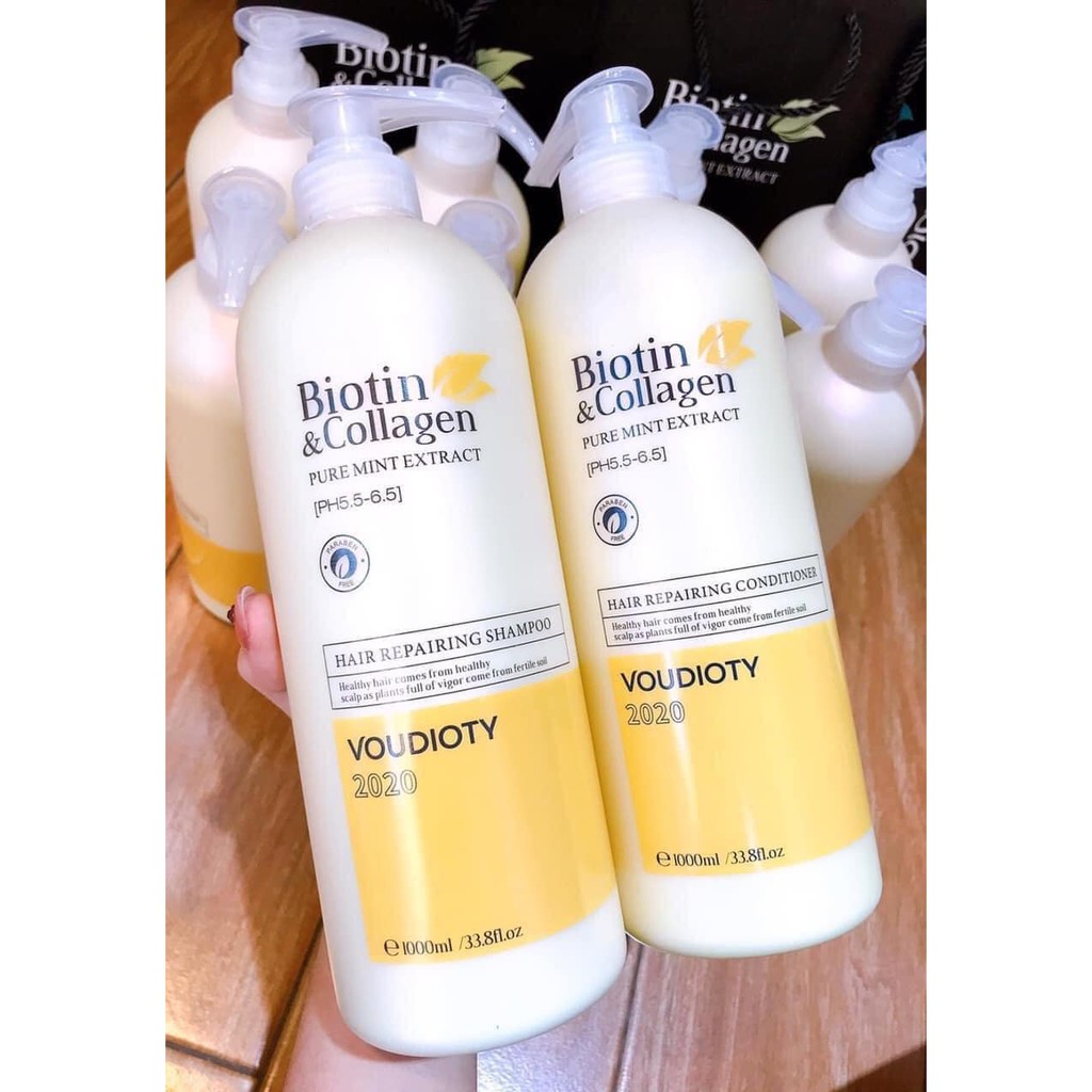 [ BIOTIN CHÍNH HÃNG ] TẶNG TINH DẦU - DẦU GỘI XẢ PHỤC HỒI BIOTIN VÀNG - BIOTIN COLLAGEN REPAIRING 1000ML