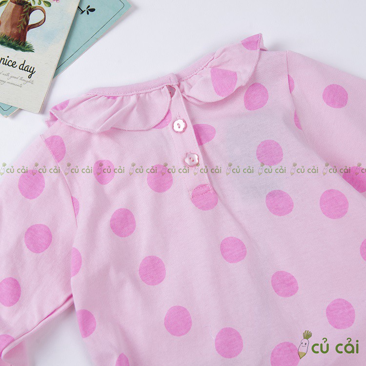[XẢ KHO] Váy cho bé chất liệu cotton thu đông họa tiết cừu hồng chấm bi VTD02