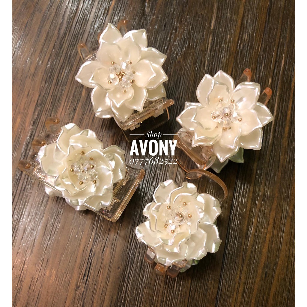 Kẹp tóc càng cua - Gắp tóc Hair clip dạng 3 - 5 răng thân kẹp trong đính hoa nhựa cao cấp