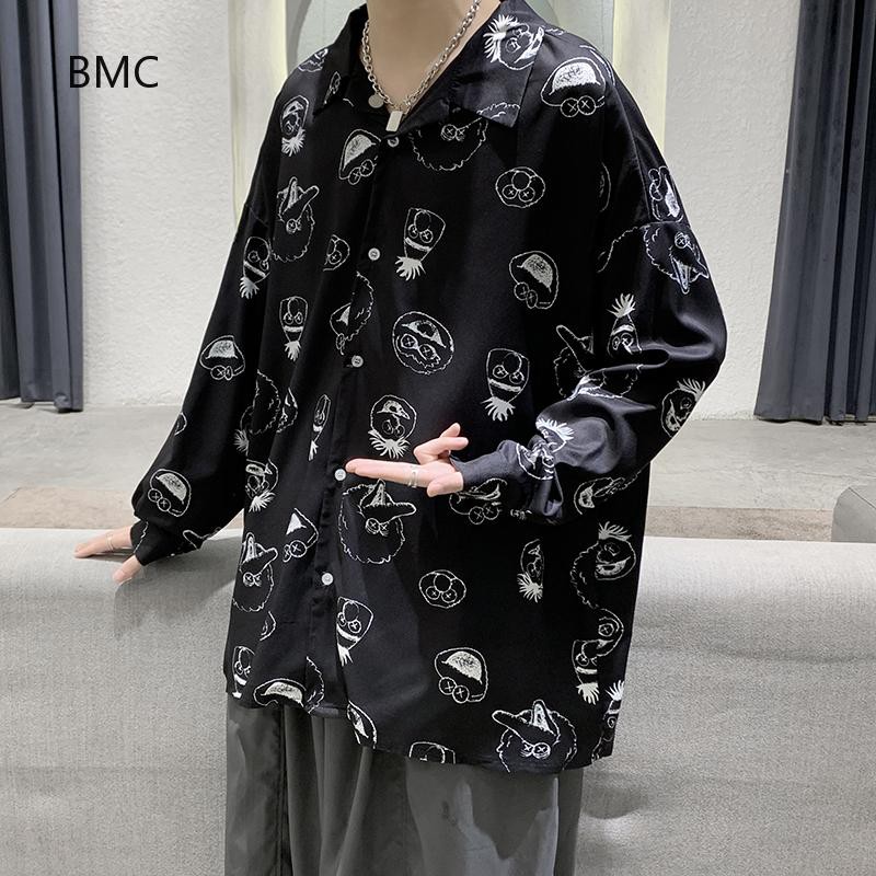 Áo Sơ Mi Form Rộng In Họa Tiết Hoạt Hình Thời Trang Dành Cho Nam