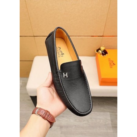 Giày lười nam da thật cao cấp Hermes HM thiết kế thanh lịch và sang trọng
