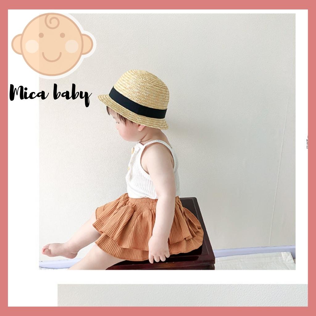 Mũ cói vành rộng cho bé phong cách Nhật Bản đáng yêu Mica baby