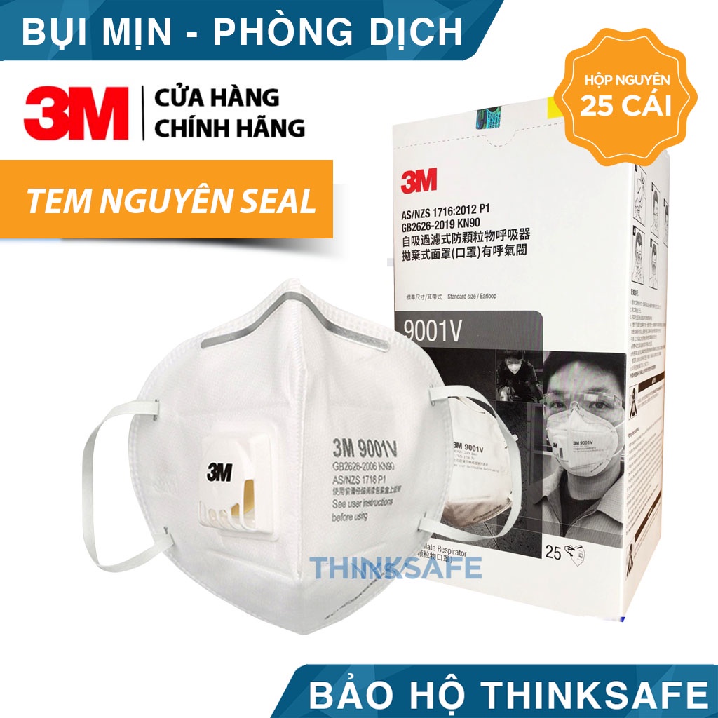 Khẩu trang 3d Thinksafe có van thở , 3M 9001v vải kháng khuẩn, thiết kế đẹp, 4 lớp hàn quốc, n94, 3m chính hãng