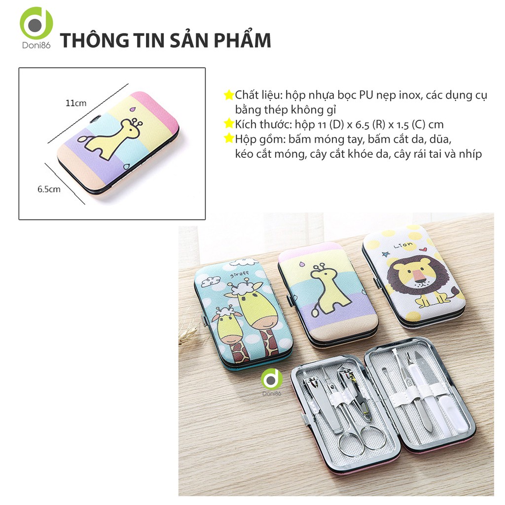 Hộp 6 dụng cụ chăm sóc móng tay tặng nhíp không gỉ - PK113 - Doni86