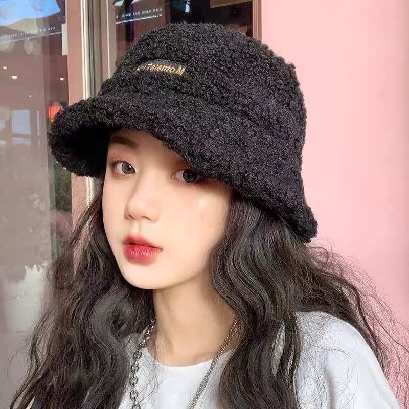 Mũ nón bucket lông cừu giữ ấm phong cách Hàn Quốc