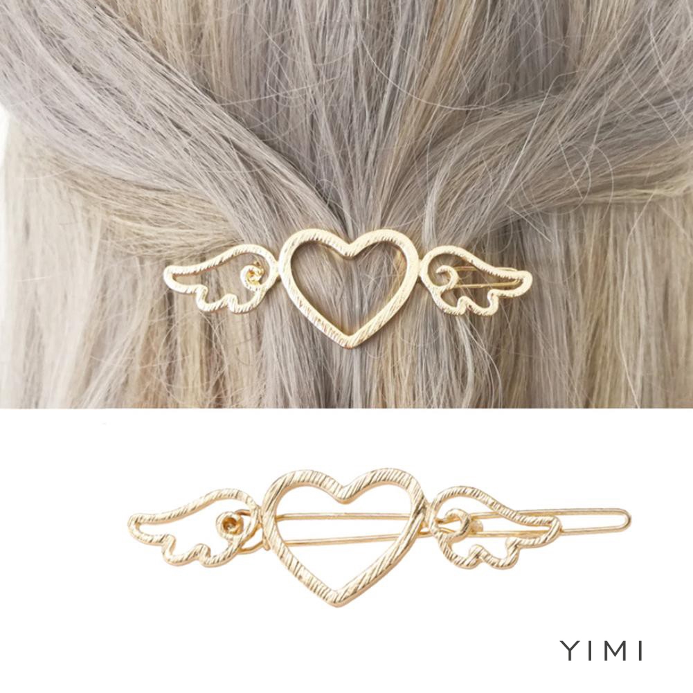 💞Yimi💞Kẹp Tóc Hình Trái Tim/ Đôi Cánh Thiên Thần/ Nơ/ Trái Tim Bằng Hợp Kim Phong Cách Cổ Điển Thời Trang