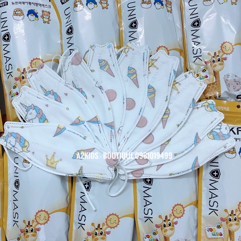 [Chính Hãng] Combo 50 Cái Khẩu Trang KF94 Uni Mask Kids 4 Lớp Kháng Khuẩn Hàn Quốc Cho Bé 3 - 10 Tuồi