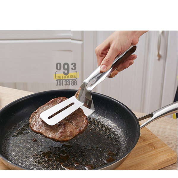 Xẻng Vợt Inox Dùng Chiên Thịt Gà Cá, Kẹp Gắp Đồ Ăn