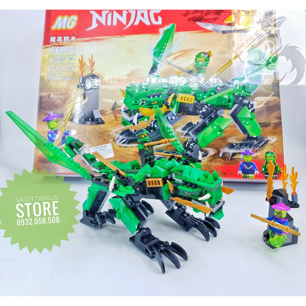 Lego MG Lắp Ráp Rồng Bay NinjaG 66001 ( Xanh Lá - 251 Mảnh )