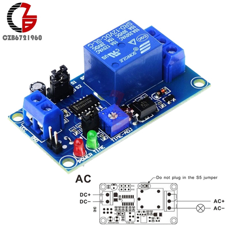 DC 12V Time Relay Module Normal Open Time Delay Relay Timing Timer Relay Control Switch Adjustable Potentiometer LED Indicator