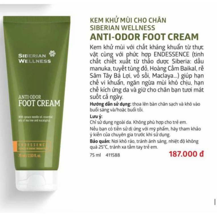 Kem làm giảm bớt mùi chân SIBERIAN WELLNESS Anti-Odor Foot Cream