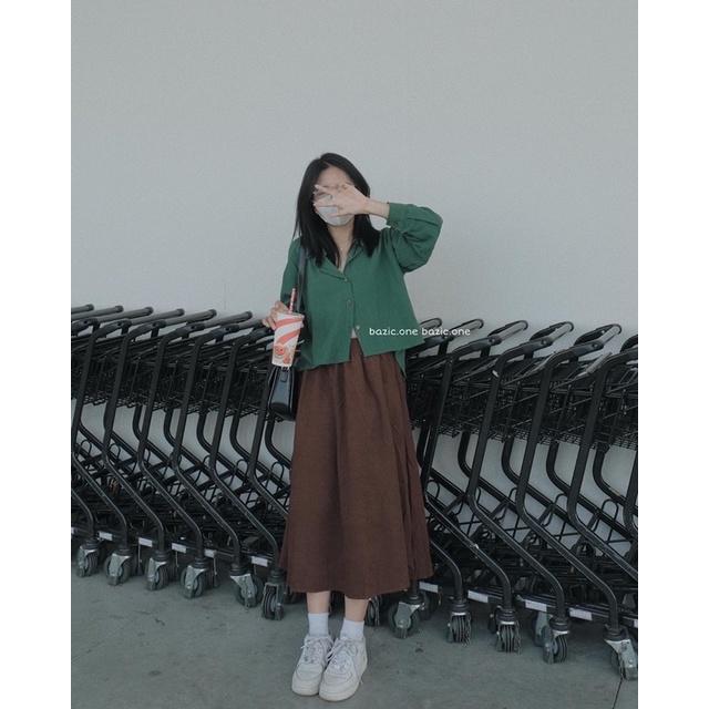 Áo sơ mi đũi lửng xẻ sau, sơ mi dài tay xẻ sau Hàn Quốc Bazic one