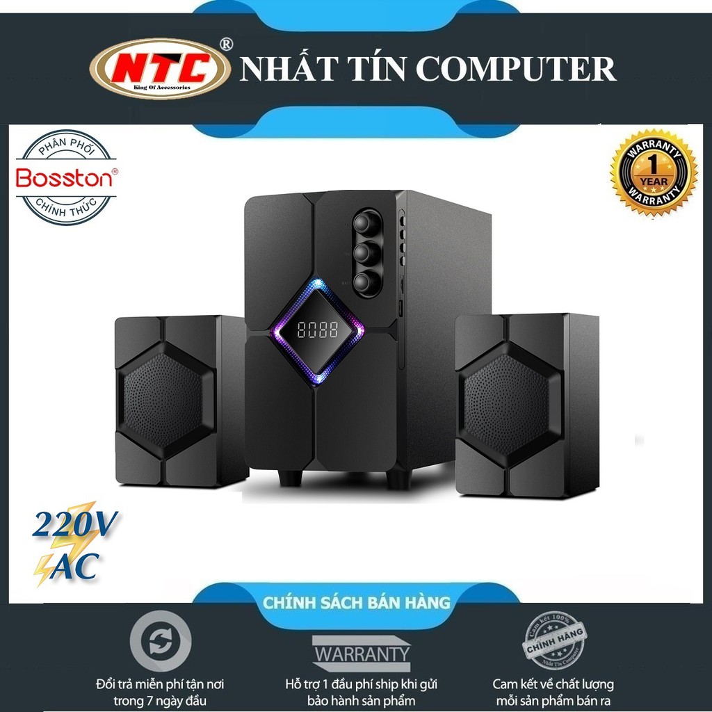 [Mã ELMS03 giảm 7% đơn 500K] Loa vi tính 2.1 kiêm Bluetooth USB thẻ nhớ Bosston T1800-BT 40W led RGB 7 màu