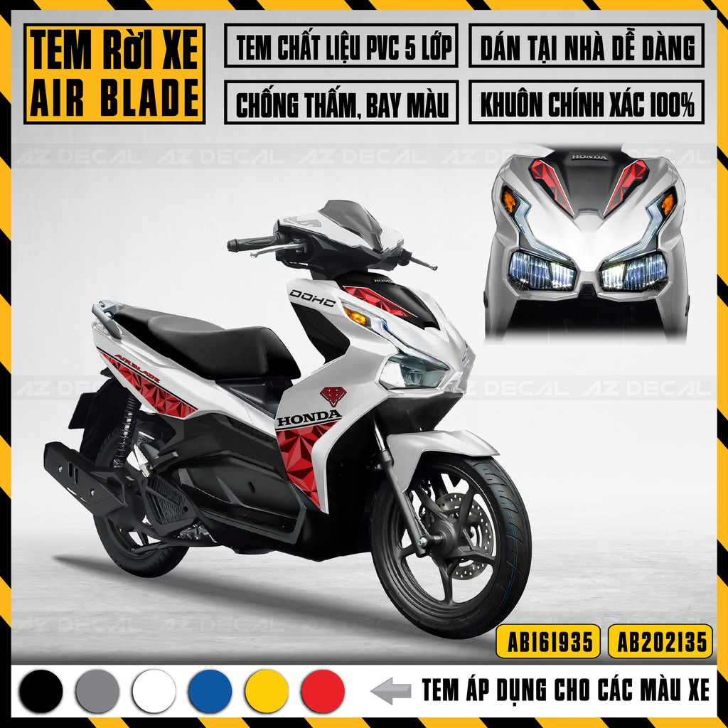 Tem Xe Airblade 2016 - 2022 Mẫu DOHC | AB35 | Decal AB Air Blade Chất Liệu Chống Nước, Cắt Khuôn Sẵn Dễ Dán