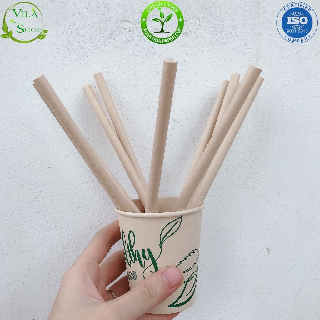 Túi 46 Ống Hút Giấy Kraf Dùng 1 Lần XUÂN HOA, An Toàn và Thân Thiện Với Môi Trường