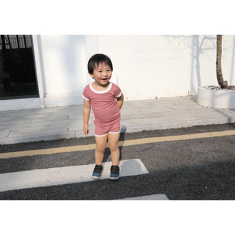 Bộ cộc tay thun gân Minky mom form ôm body tone màu pastel style Hàn cho bé siêu xinh xắn size 6-18kg