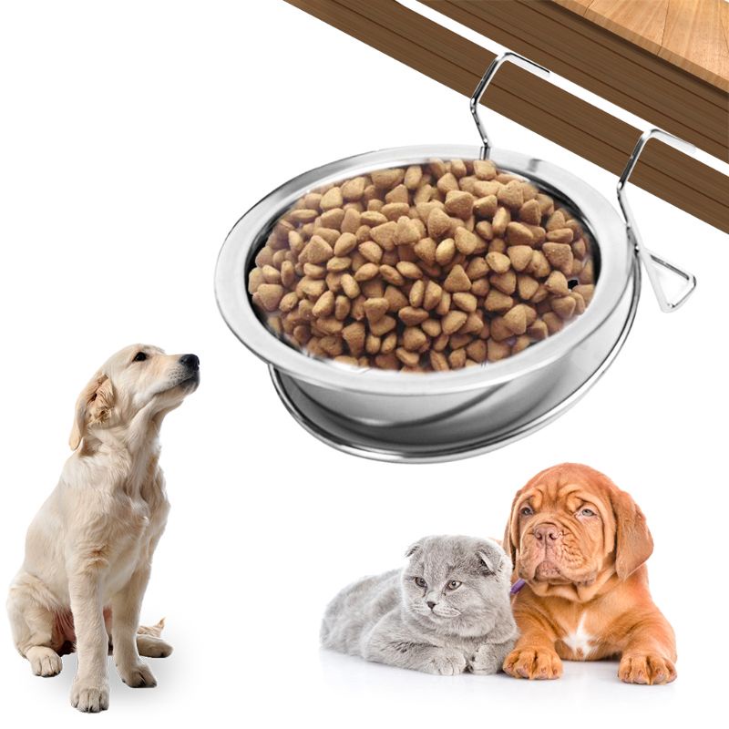 Khay đựng thức ăn nước uống bằng thép không gỉ bền bỉ có móc treo lồng chim vẹt tiện lợi
