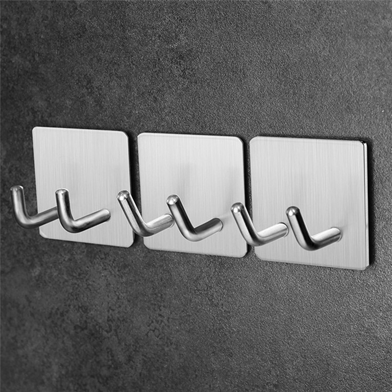 1Pc Stainless Steel Hooks Adhesive Hooks Wall Hooks Deluxe Blade Holder for Shower Hook