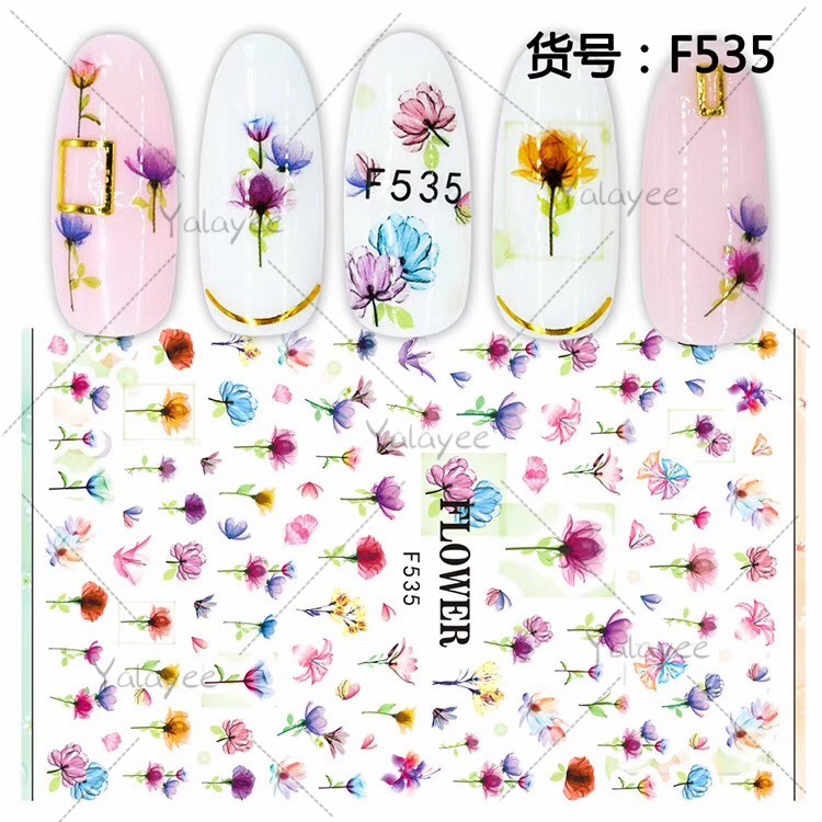 Miếng dán trang trí móng tay họa tiết hoa nhỏ kiểu Nhật Bản dễ thương