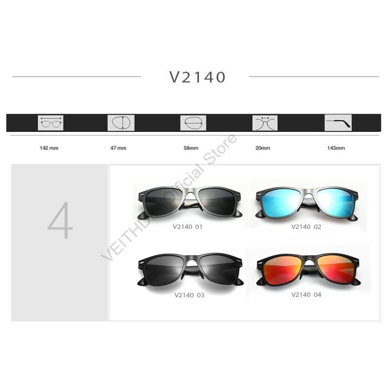 Phụ kiện thời trang VEITHDIA 2140 dành cho nam Kính râm phân cực vuông bằng nhôm magie chất lượng cao gentle monster | BigBuy360 - bigbuy360.vn