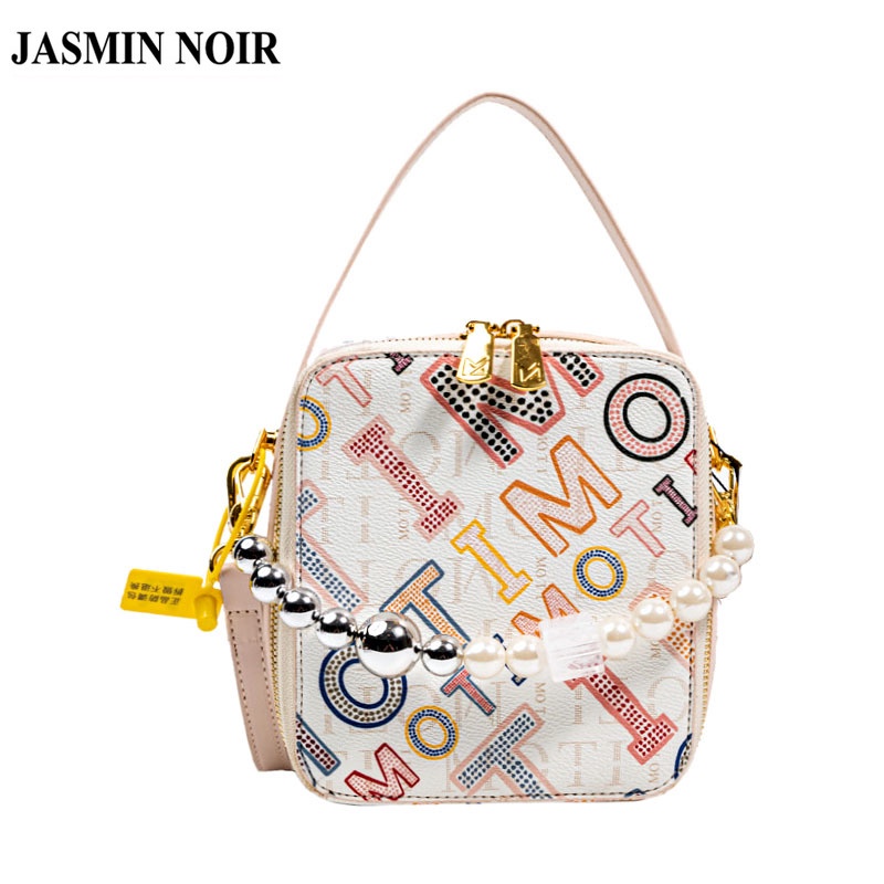 Túi Đeo JASMIN NOIR Chéo In Chữ Đính Ngọc Trai Thời Trang Dành Cho Nữ