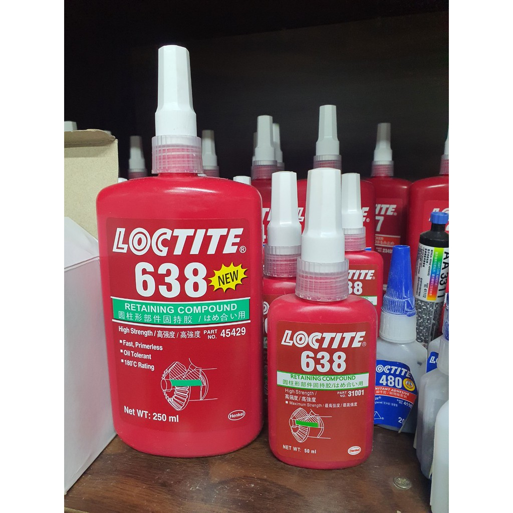 KEO DÁN KHÓA REN BULONG KEO LOCTITE 638 MEDIUM STRENGTH OIL TOLERANT THREADLOCKER 50ML/250ML