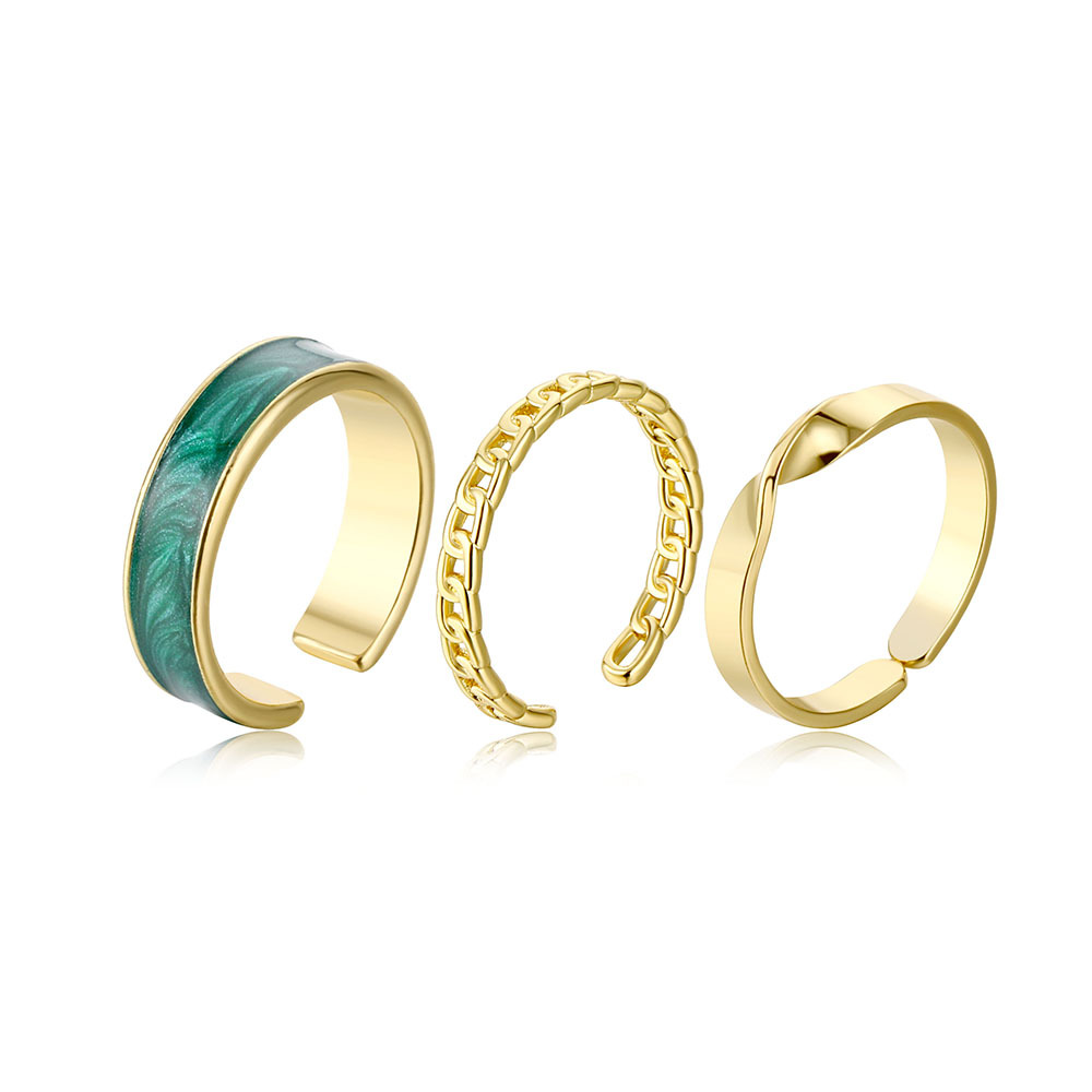 Set 3 Nhẫn Đeo Tay Kim Loại Thời Trang Cho Nữ