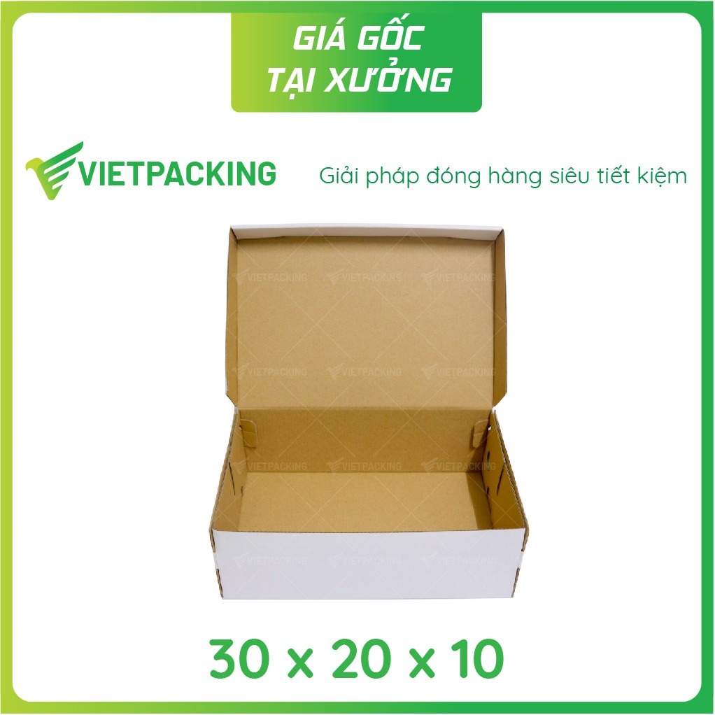 30x20x10 - 20 hộp carton đựng giày màu trắng siêu sang V176