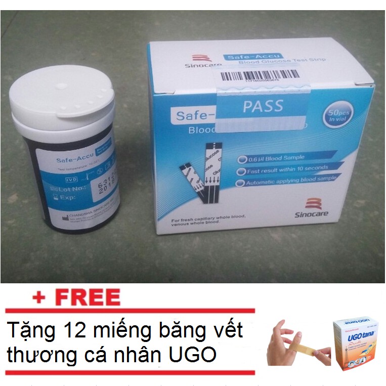 Que thử đường huyết Safe- Accu Sinocare (hộp 50 que)