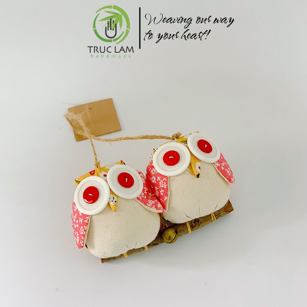 Phụ Kiện Decor Trang Trí Nội Thất Hình 2 Con Cú - Trúc Lâm Handmade