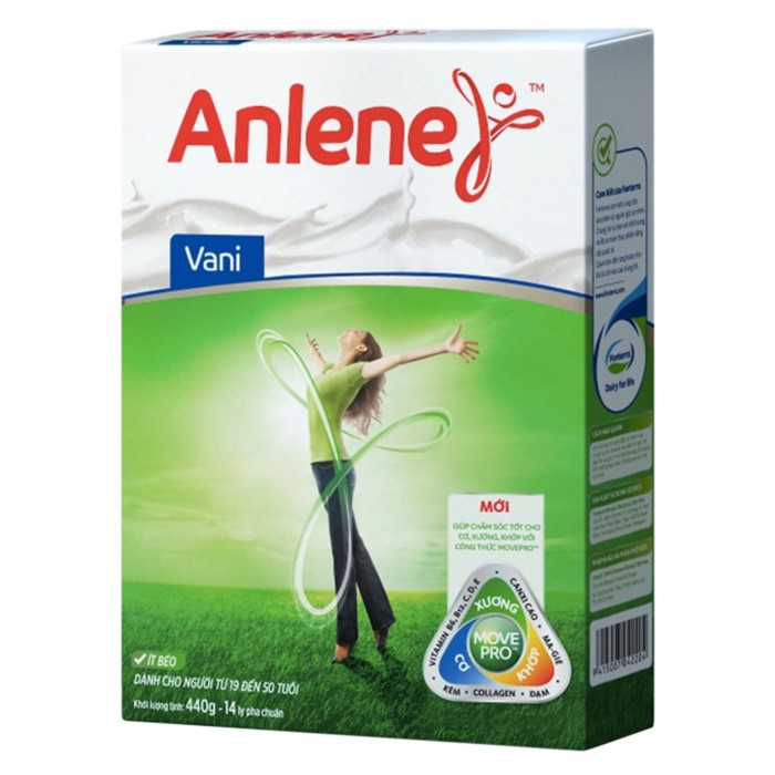 Sữa Bột Anlene Vani Hộp Giấy 440g cho Người 19-45 Tuổi