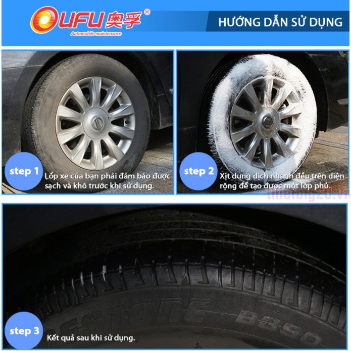 Chai xịt bóng đen, dưỡng lốp ô tô, phòng rạn nứt vỏ UFU Hot Shine Tyre Spray